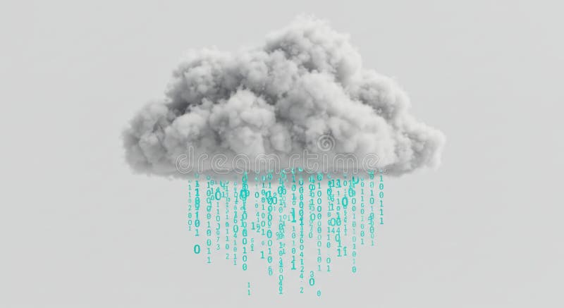 A cloud with binary code code code code code code code code code code code code code code code code showing a cloud raining down glowing binary numbers, cloud. Cloud binary code illustrations