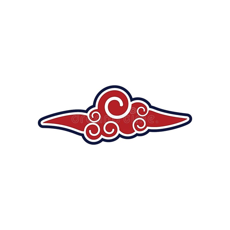 Cloud in Chinese Style. Abstract Isolated on White Background Stock