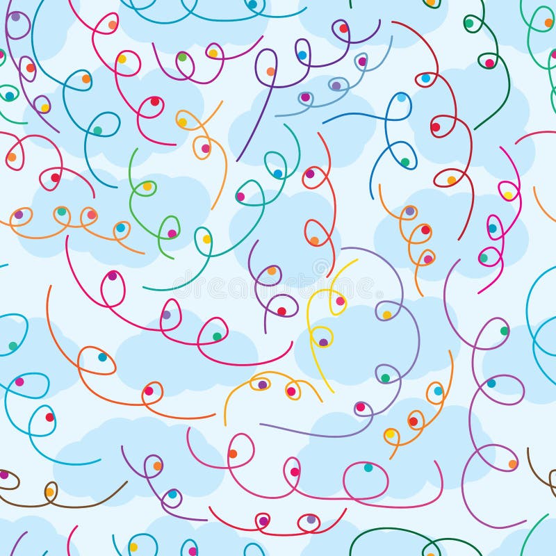 Cloud colorful line eye seamless pattern