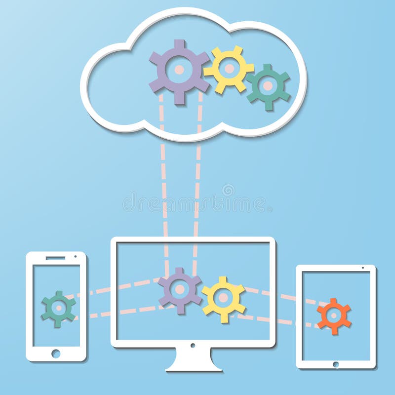 Cloud Computer Internet Technology concept with Co stock illustration