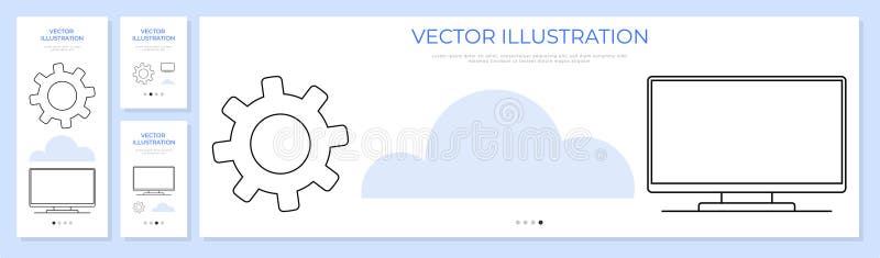 Διανυσματική Εικονογράφηση Cloud Computing και Εικονιδίου Εμβολοδήματος για Σχεδιασμό Banner Landing Page Web στοκ εικόνες με δικαίωμα ελεύθερης χρήσης