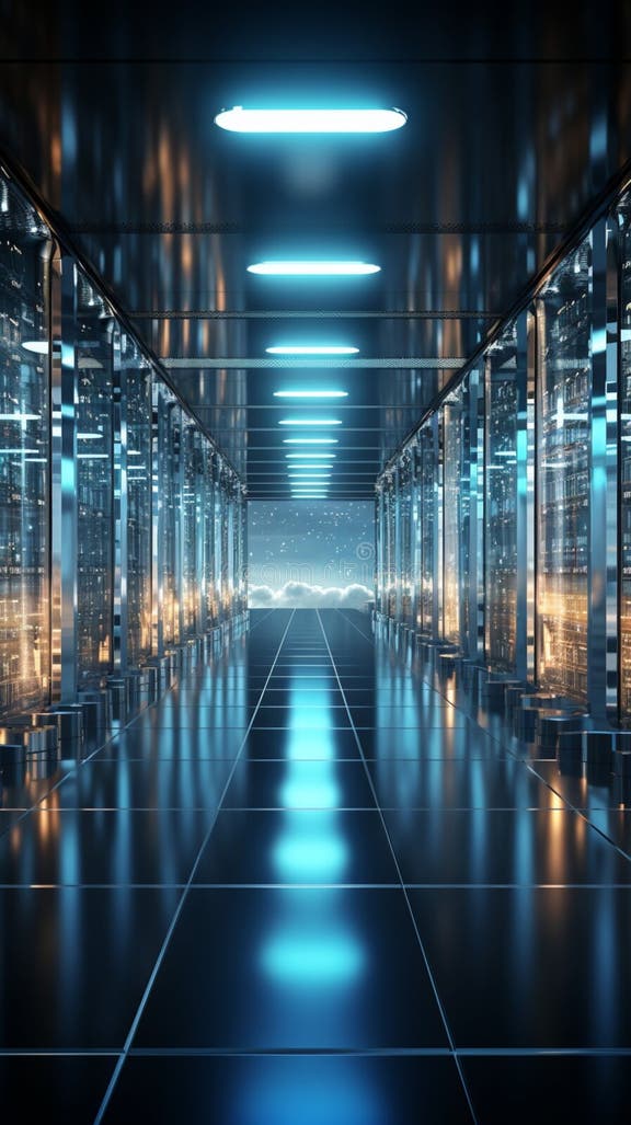 Cloud Computing and Big Data Concept Visualized with Server Racks in 3D ...
