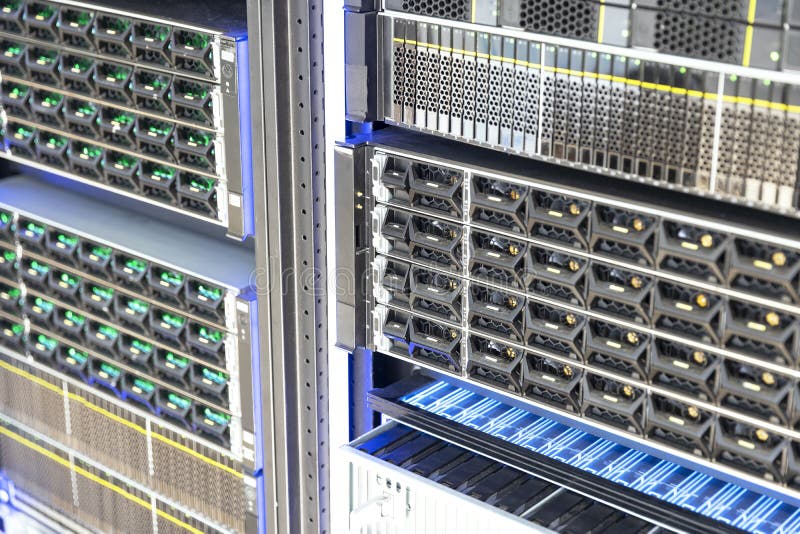 Cloud Computing Big Data Storage System. Server in Data Center. Stock