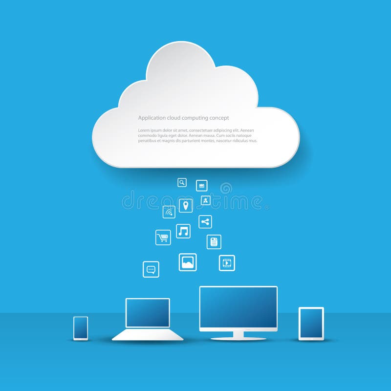 Cloud computing business concept with computer royalty free illustration