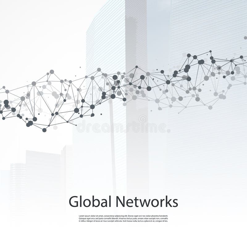 Cloud Computing and Business Networks - Abstract Global Digital Network Connections, Technology Concept Background, Creative Design Element Template with Transparent Geometric Grey Wire Mesh