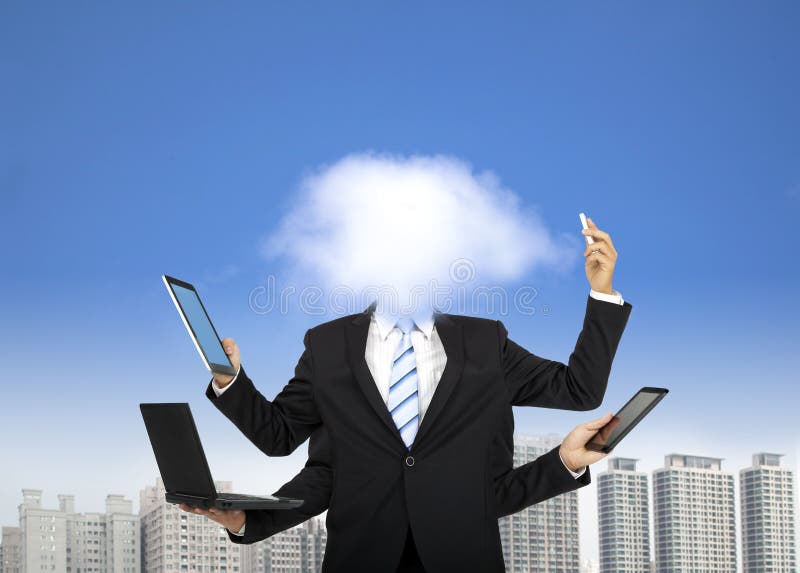 Cloud computing and business thinking concept