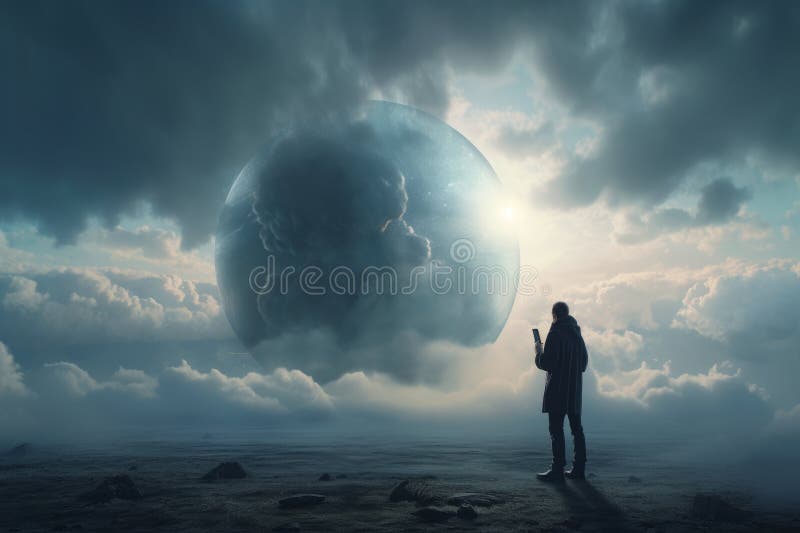 Cloud computing con uno spigolo ingrandito illustrazione di stock