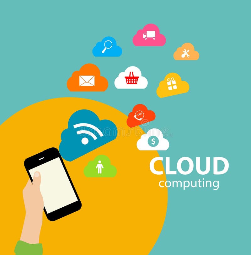Cloud Computing Concept on Different Electronic stock illustration