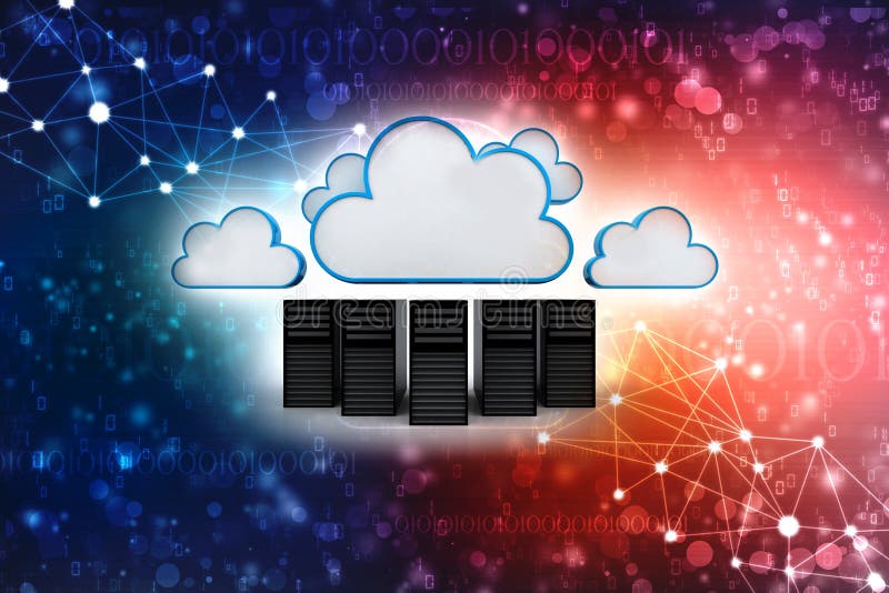 Cloud Computing Concept in digital background. 3d render stock illustration Cloud Computing Concept in digital background. 3d render stock illustration
