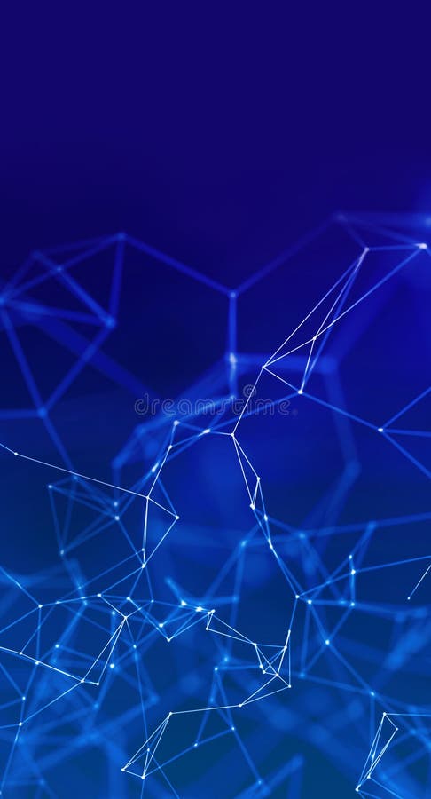Cloud computing connection data. Abstract geometric dots on blue background stock illustration