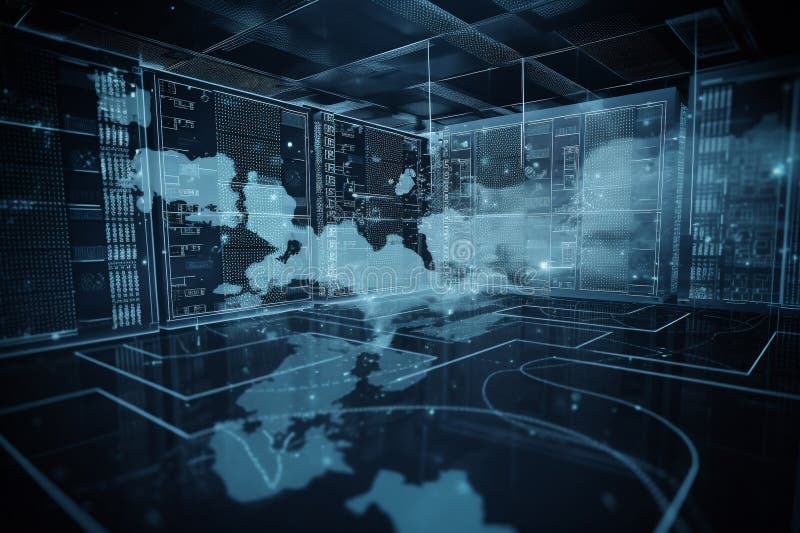 Cloud Computing Data Center. Conceptual Illustration. Generative AI