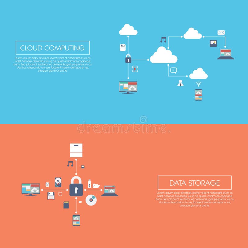 Cloud computing and data storage infographics vector illustration Cloud computing and data storage infographics vector illustration