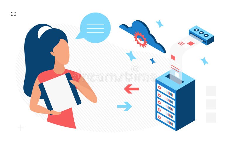 Cloud computing data storage movement information server vector illustration