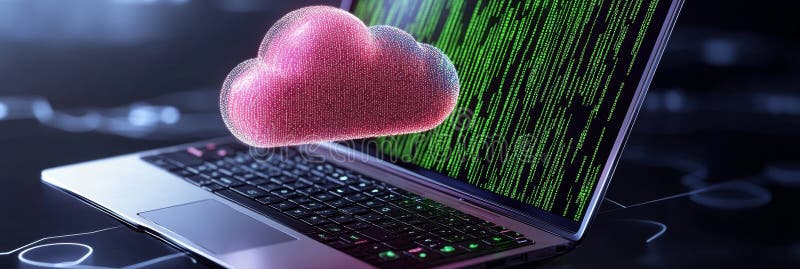 Cloud Computing Data Storage Solution Digital data secure storage online access fast transfer global network Symbolizes vector illustration