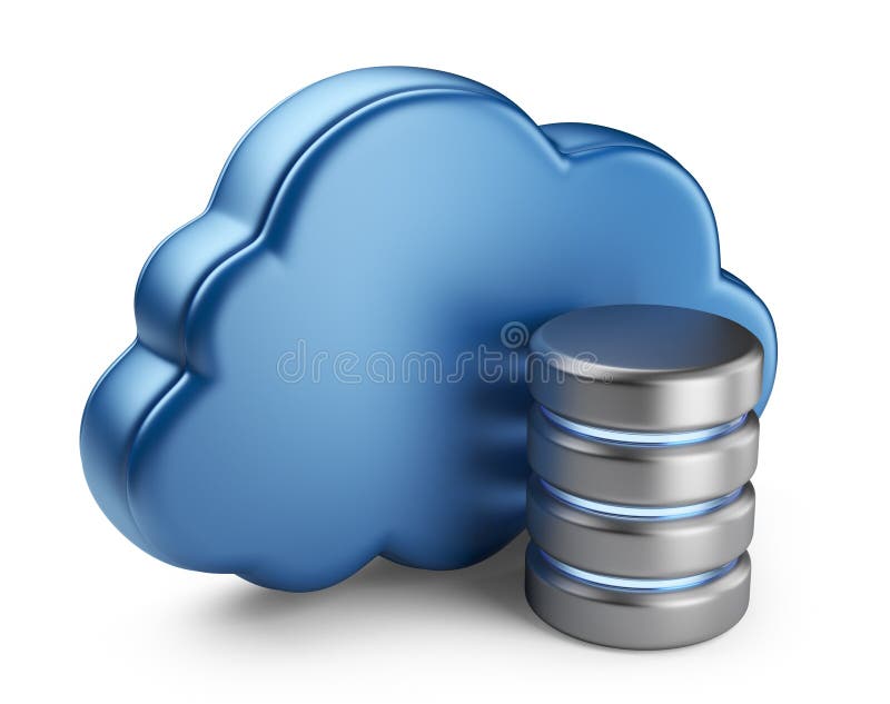 Cloud computing and database. 3D icon isolated