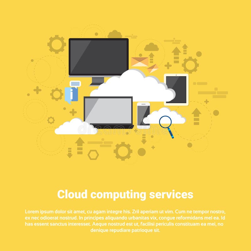 Cloud Computing Database Services Web Technology Banner vector illustration