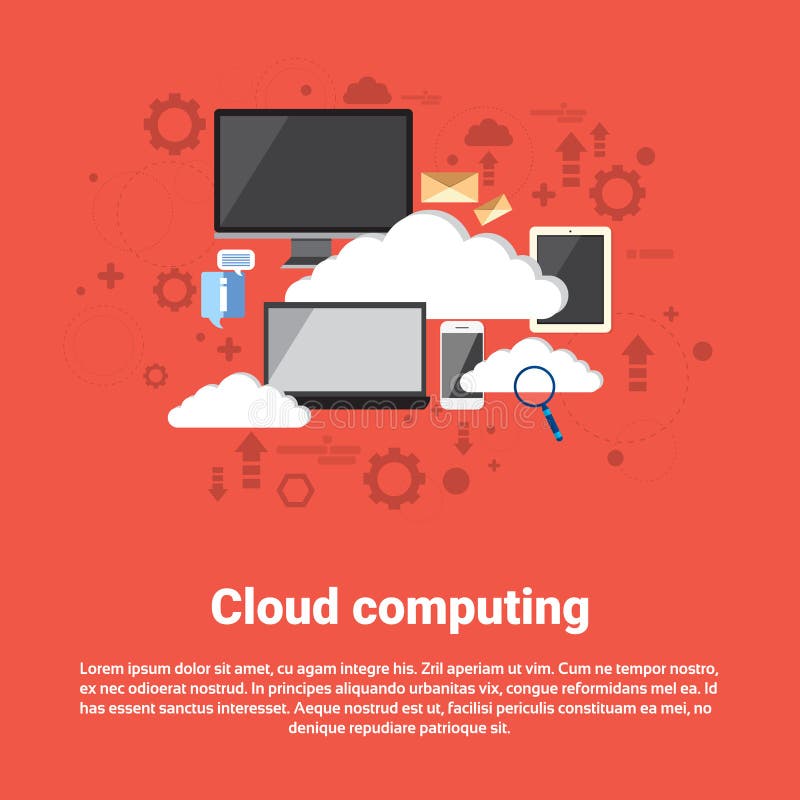 Cloud Computing Database Services Web Technology Banner stock illustration