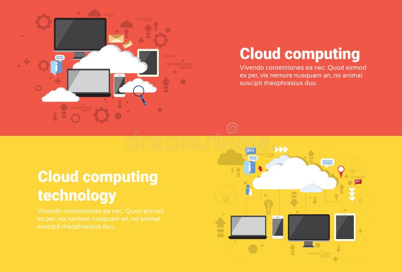 Cloud Computing Database Services Web Technology Banner royalty free illustration