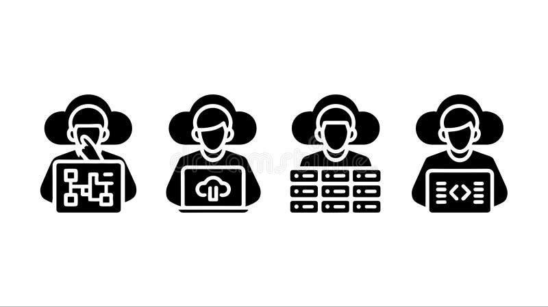 Cloud Computing Developers Software Technology Concepts stock illustration
