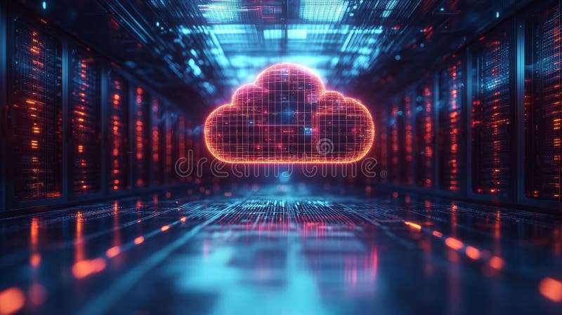 Cloud Computing Digital Network Generative AI stock illustration