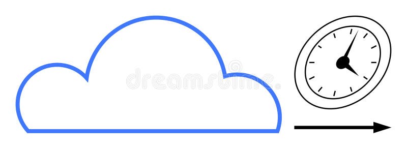 Cloud Computing Efficiency Represented with Time and Progress Arrows royalty free illustration