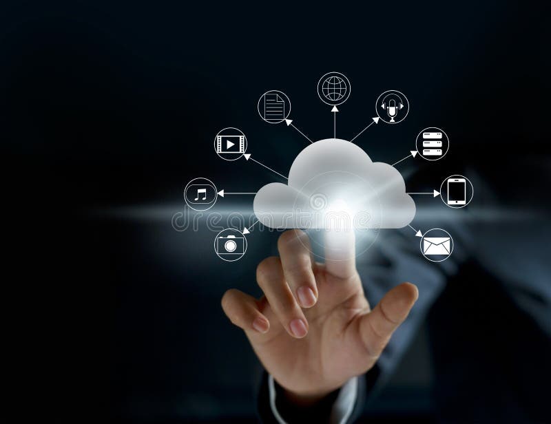 Cloud computing, futuristic display technology connectivity royalty free stock photos