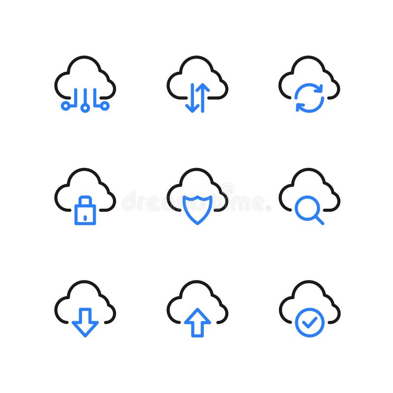 Cloud computing icon set. Cloud Computing, Network vector icon. 9 icons. vector illustration