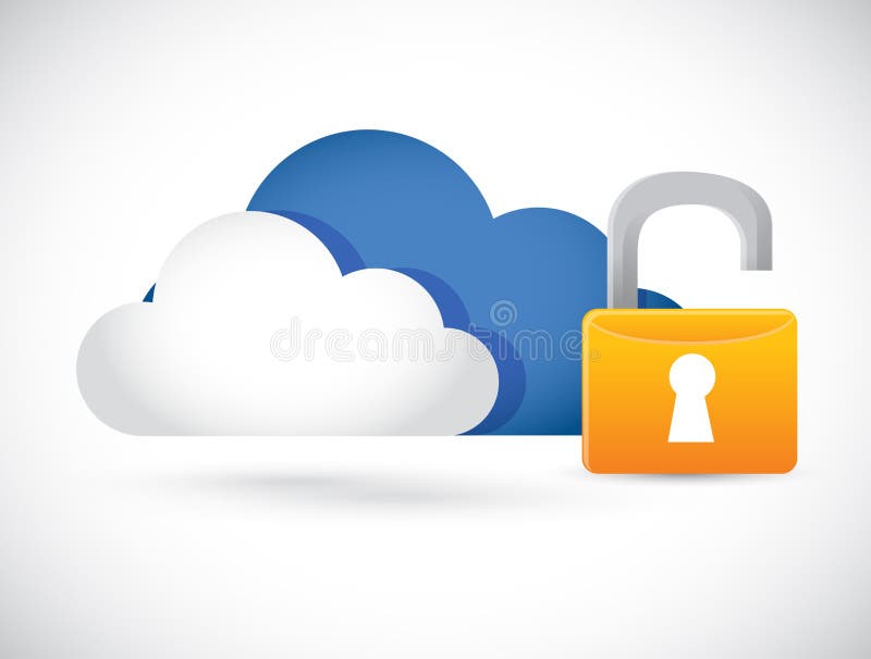 Cloud computing illustration lock illustration vector illustration