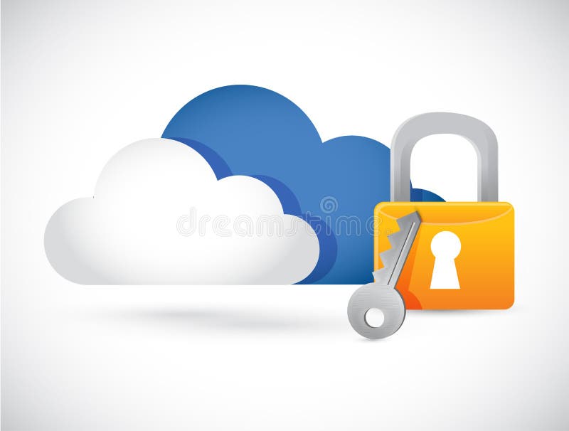Cloud computing illustration lock illustration vector illustration