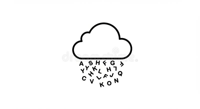 Cloud Computing Konzept mit fallenden Buchstaben als Symbol für Datenanalyse stock abbildung