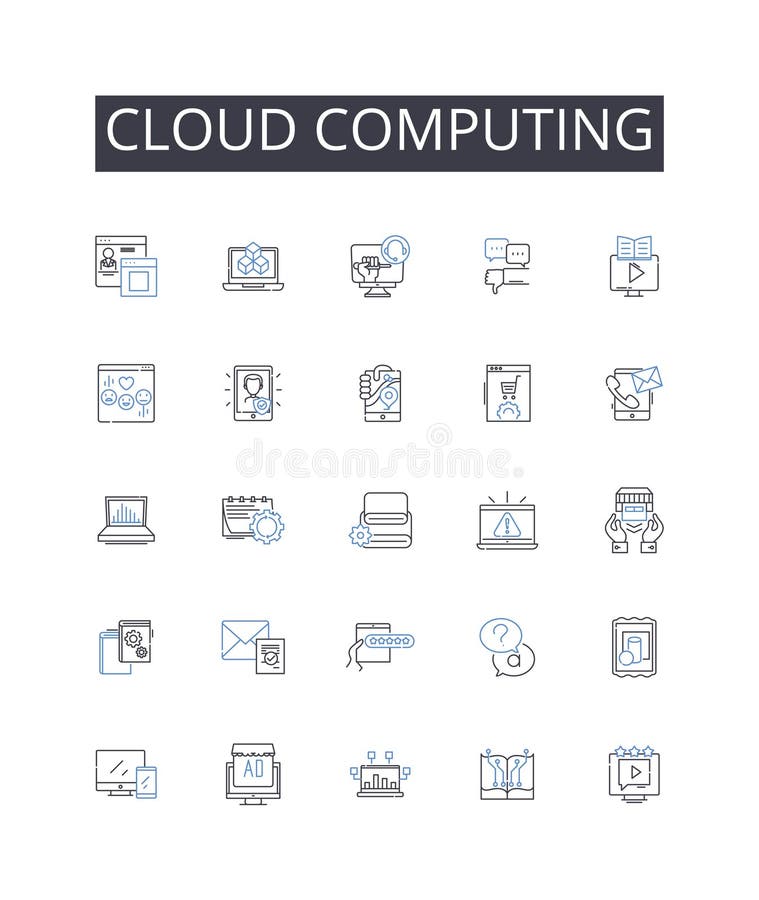 Cloud computing line icons collection. Virtual reality, Green energy, Machine learning, Artificial intelligence vector illustration