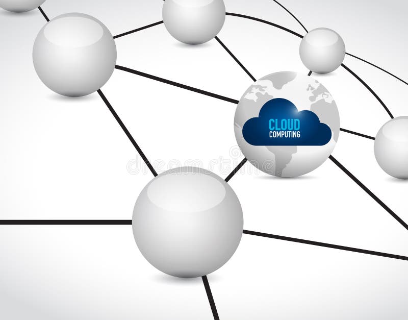 Cloud computing link network diagram concept royalty free illustration