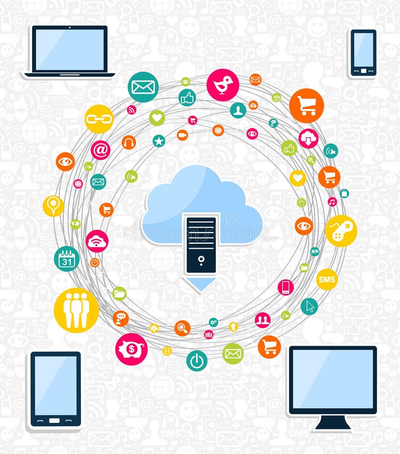 Cloud computing network concept vector illustration