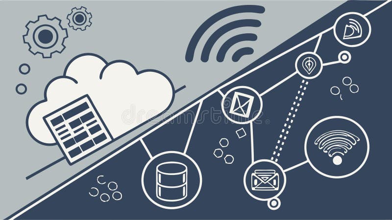 Cloud computing network, data storage, digital connection, technology infrastructure vector design Generative AI royalty free illustration