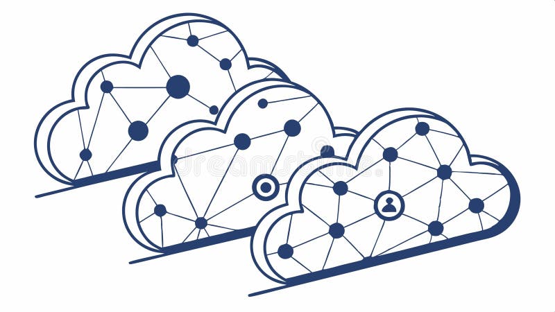 Cloud computing network, data storage and digital technology symbol vector design Generative AI stock illustration