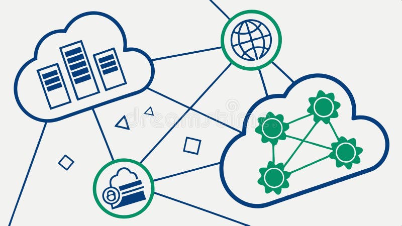 Cloud computing network, data storage and tech design vector design Generative AI royalty free illustration