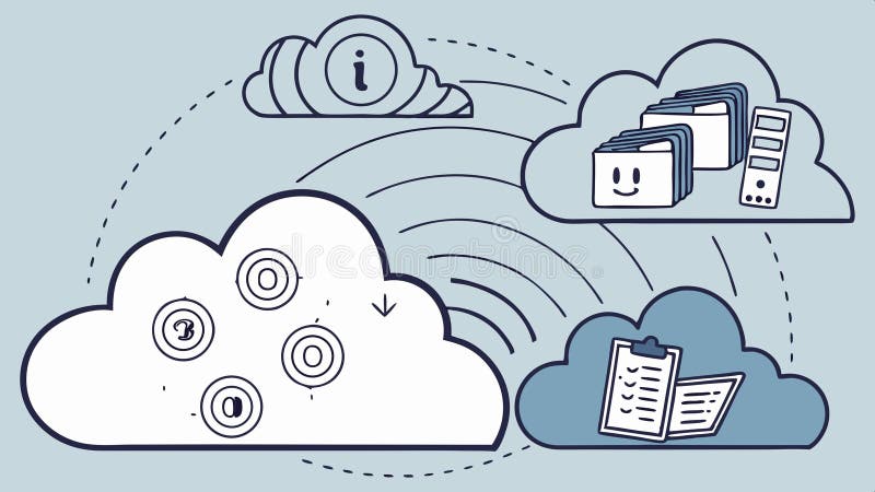 Cloud computing network diagram, data storage and digital technology vector design Generative AI vector illustration