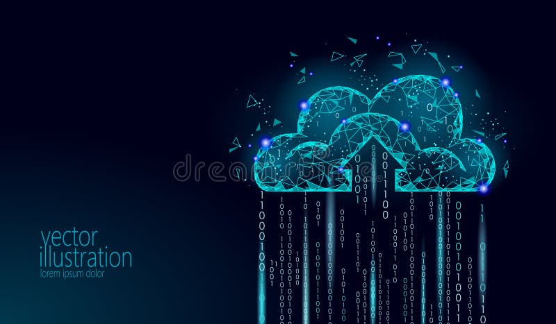 Stocare online în cloud computing cu nivel redus de poli. tehnologie Internet modernă pentru viitor poligonală. date globale străl vector illustration