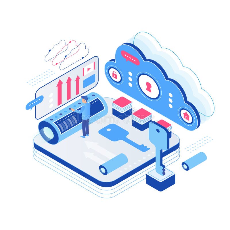 Cloud computing security protection data service royalty free illustration