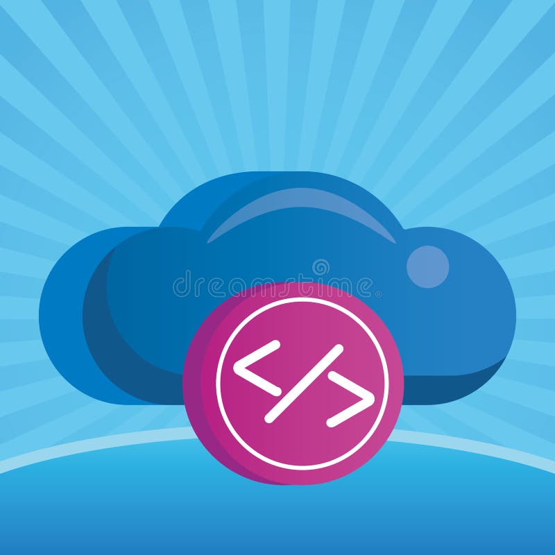 Cloud computing server with program button vector illustration design cloud computing server with program button