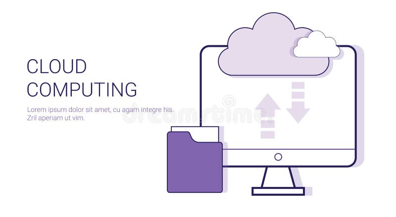 Cloud Computing Service Online Database Business Concept Template Web Banner With Copy Space vector illustration