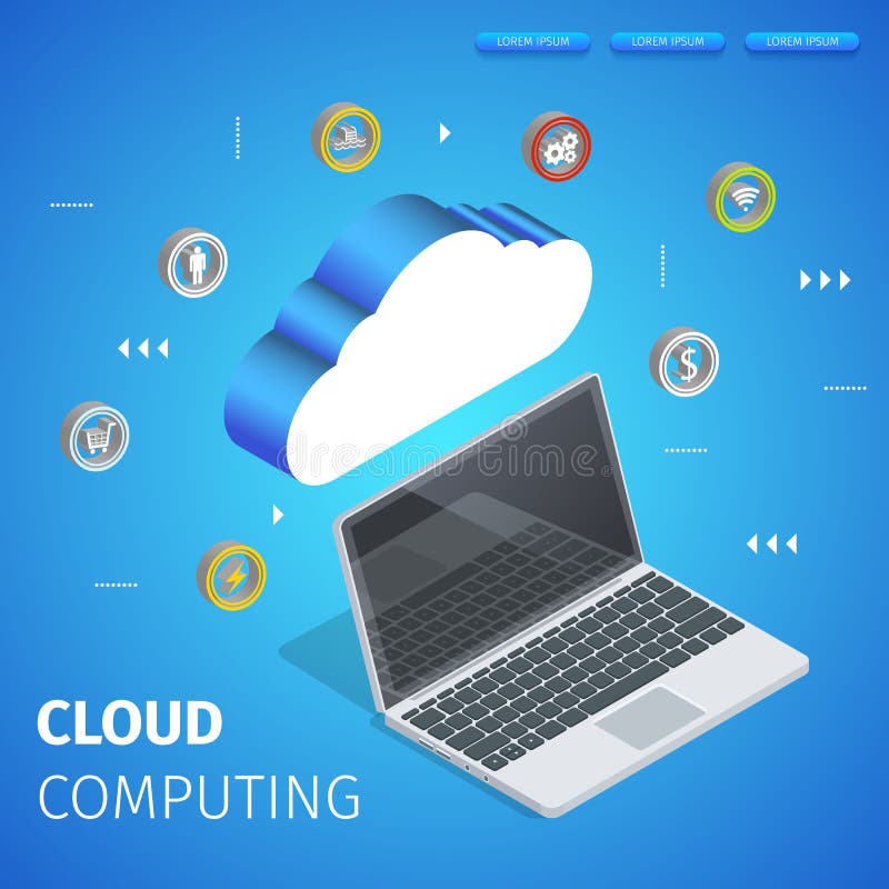 Data Center Hosting Server Connected with Laptop. royalty free illustration Data Center Hosting Server Connected with Laptop. royalty free illustration
