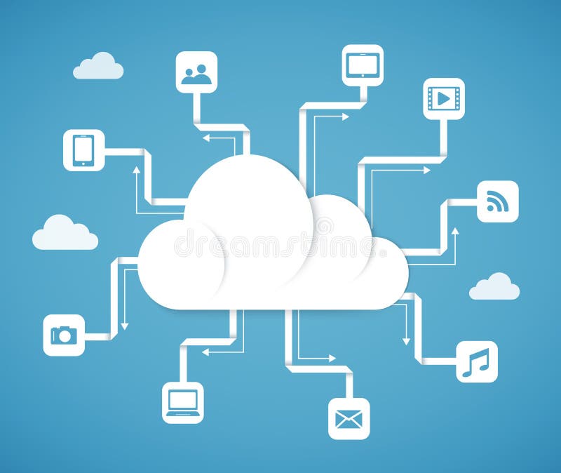Cloud computing technology abstract scheme vector illustration