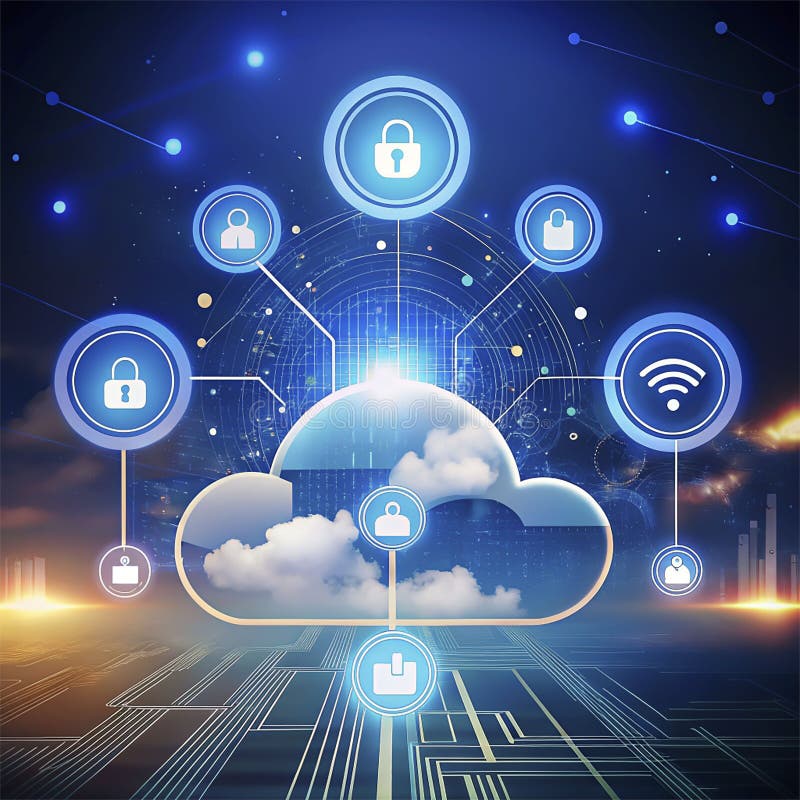 Cloud Computing Technology Concept 3d Isometric Illustration Stock