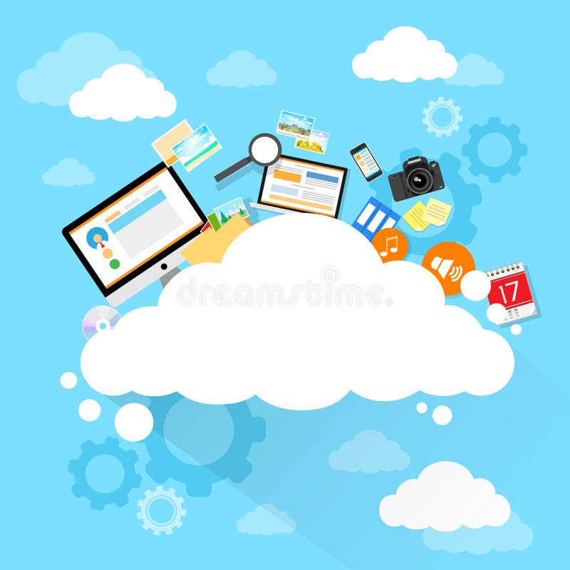 Cloud computing technology device set internet royalty free illustration