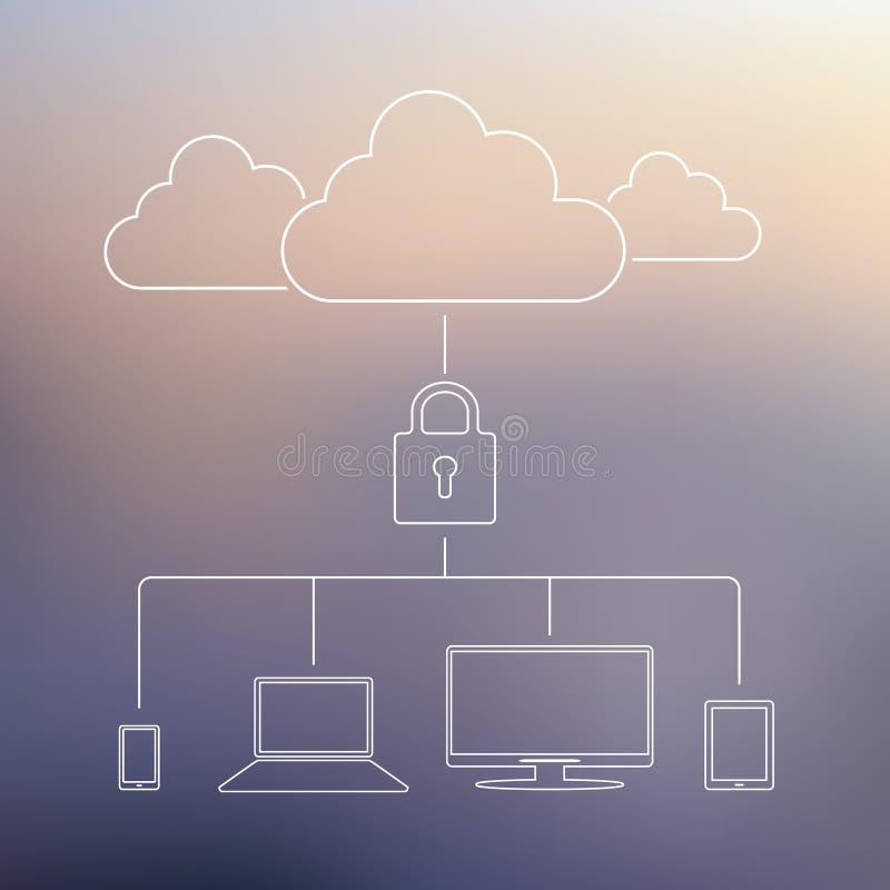Cloud computing technology security concept. Data stock illustration