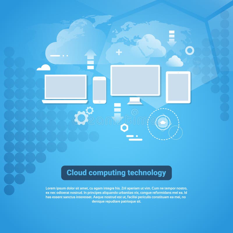 Cloud Computing Technology Template Web Banner With Copy Space vector illustration
