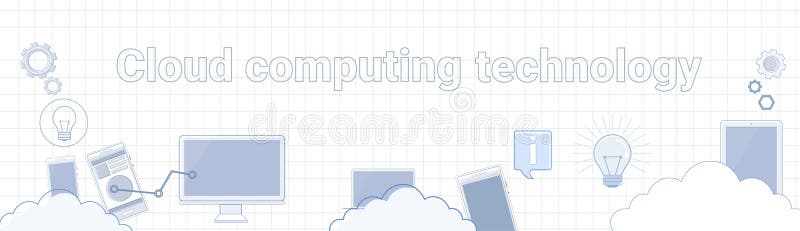 Cloud Computing Technology Word On Squared Background Horizontal Banner Data Storage Concept vector illustration