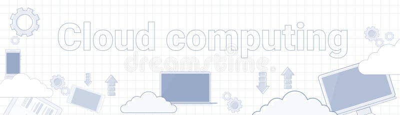 Cloud Computing Text On Squared Notebook Paper Background Horizontal Web Banner vector illustration