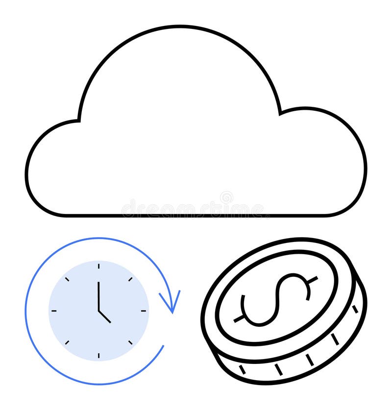 Cloud Computing with Time Efficiency and Cost Management Concepts vector illustration